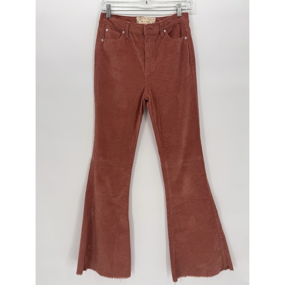 Altar'd State Women Sz 28/7 Corduroy Flare Bell Bottom Pants Raw Hem Boho Retro